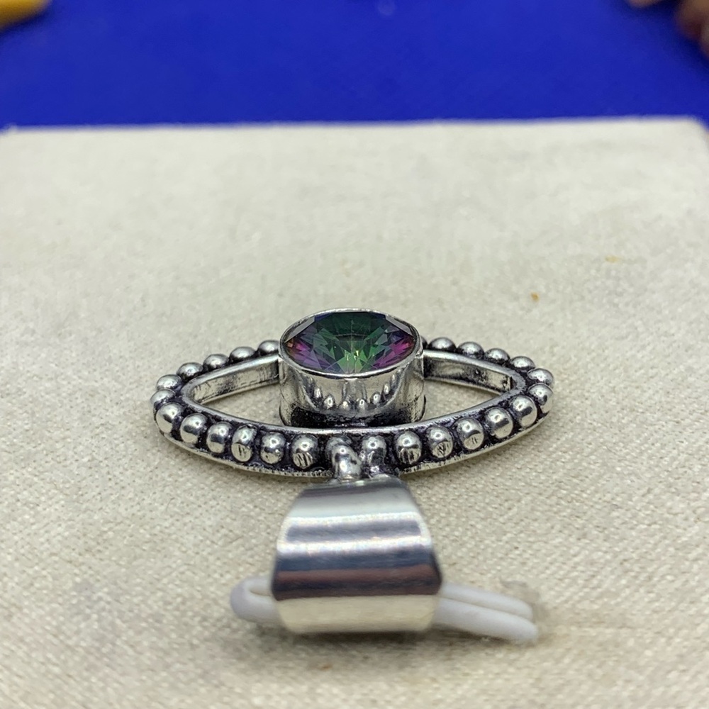 Mystic Topaz Lucky “Evil Eye” Pendant! .925 Sterling Silver Overlay, Handmade! - Picture 14 of 16